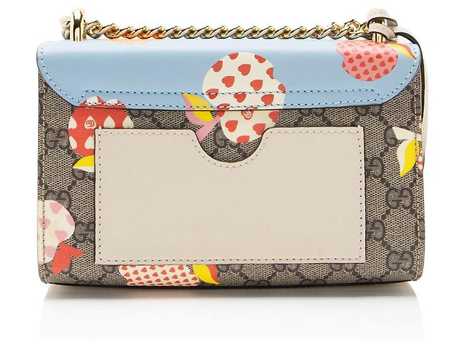 Borsa a tracolla piccola Gucci GG Supreme Les Pommes Padlock Marrone Beige - vista 3