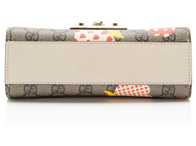 Borsa a tracolla piccola Gucci GG Supreme Les Pommes Padlock Marrone Beige - vista 4