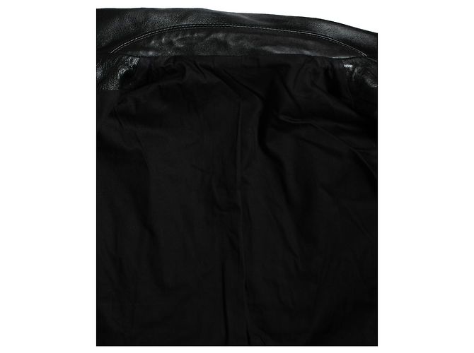 Balmain, Giacca biker in pelle nera con zip e logo Nero - vista 7