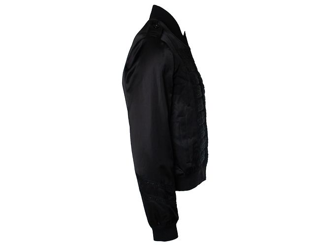 Saint Laurent, bomber da ufficiale militare in raso Nero - vista 3
