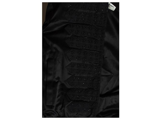 Saint Laurent, bomber da ufficiale militare in raso Nero - vista 5