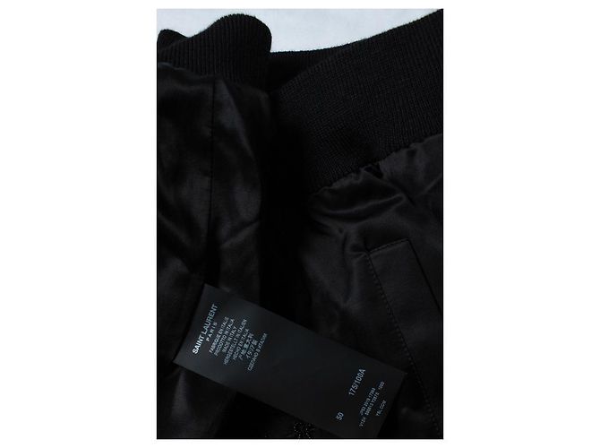 Saint Laurent, bomber da ufficiale militare in raso Nero - vista 7