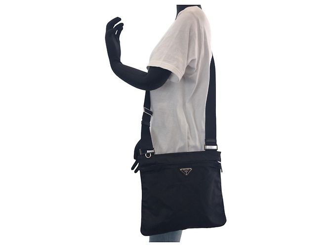 Bolso de hombro de nylon Prada Tessuto con logotipo triangle Negro - vista 6
