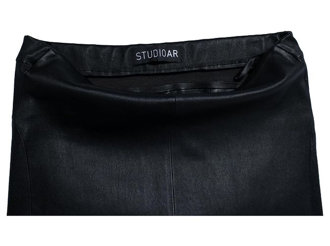 Autre Marque STUDIO AR, gonna in pelle elasticizzata nera Nero - vista 5