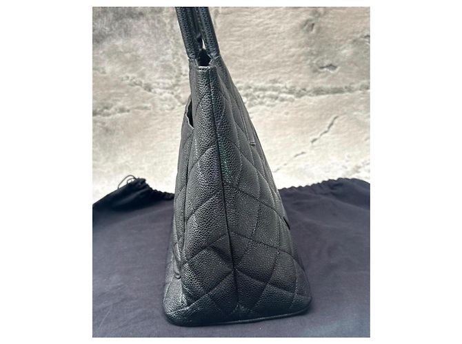 Chanel Borsa Shopper in Pelle Caviar Trapuntata Nera Nero - vista 6
