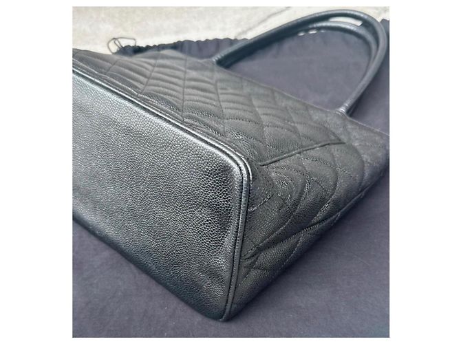 Chanel Borsa Shopper in Pelle Caviar Trapuntata Nera Nero - vista 7