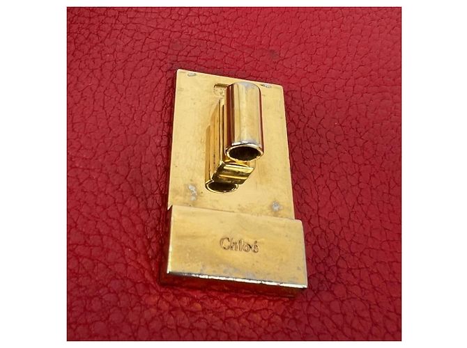 Chloé Borsa a tracolla Chloe Mini Drew in pelle di agnello martellata rossa Rosso - vista 10