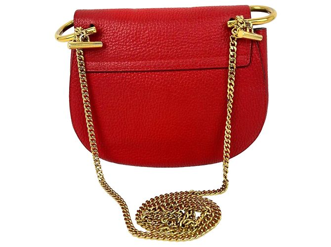 Chloé Borsa a tracolla Chloe Mini Drew in pelle di agnello martellata rossa Rosso - vista 2
