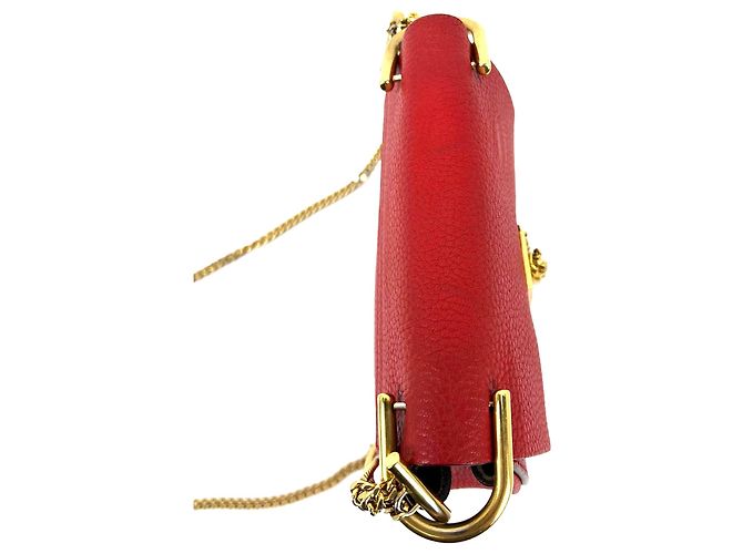 Chloé Borsa a tracolla Chloe Mini Drew in pelle di agnello martellata rossa Rosso - vista 3