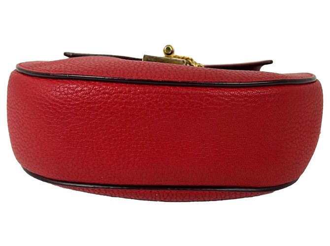 Chloé Borsa a tracolla Chloe Mini Drew in pelle di agnello martellata rossa Rosso - vista 4