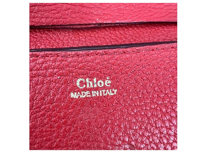 Chloé Borsa a tracolla Chloe Mini Drew in pelle di agnello martellata rossa Rosso - vista 8