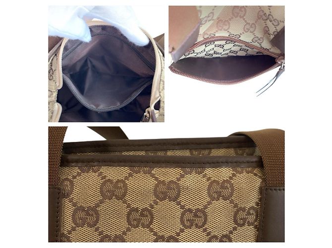Gucci GG Canvas Leder Tote Bag Braun - Ansicht 6