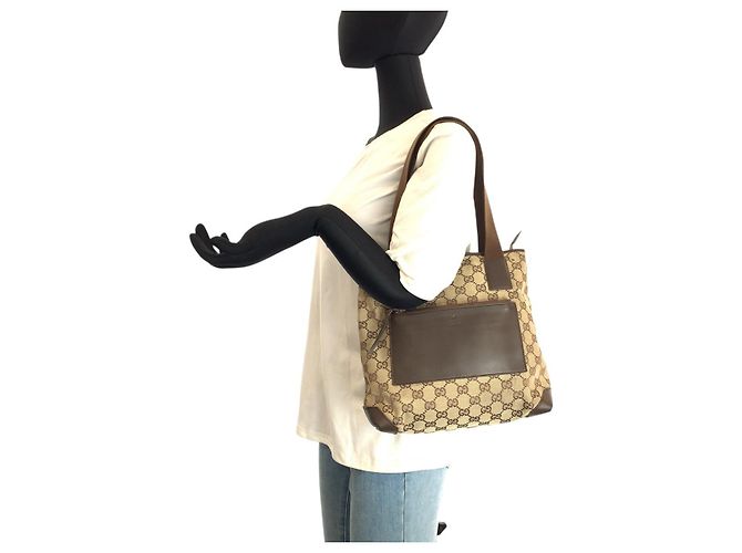 Gucci GG Canvas Leder Tote Bag Braun - Ansicht 7