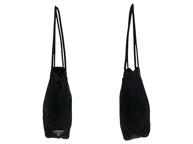 Tote in nylon Prada con logo Triangle Nero - vista 8