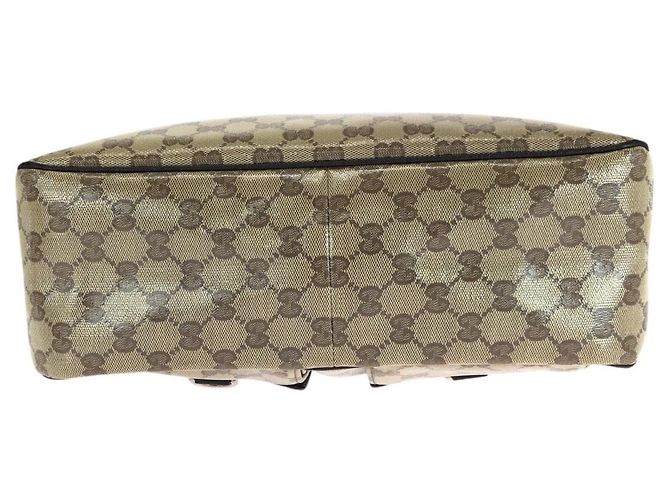 Borsa Hobo Gucci GG Crystal Marrone Beige Oro PVC - vista 10