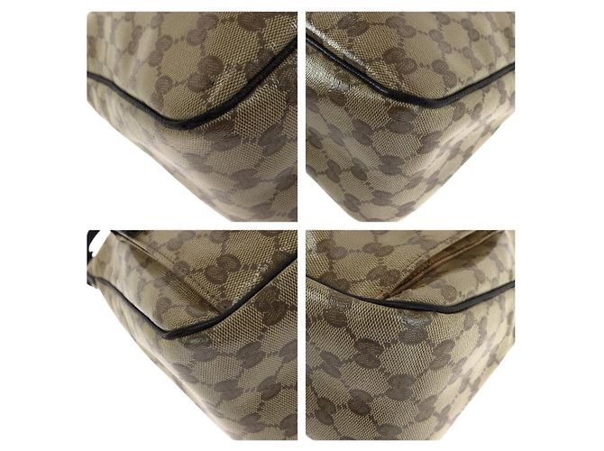 Borsa Hobo Gucci GG Crystal Marrone Beige Oro PVC - vista 3