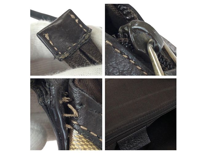 Borsa Hobo Gucci GG Crystal Marrone Beige Oro PVC - vista 6