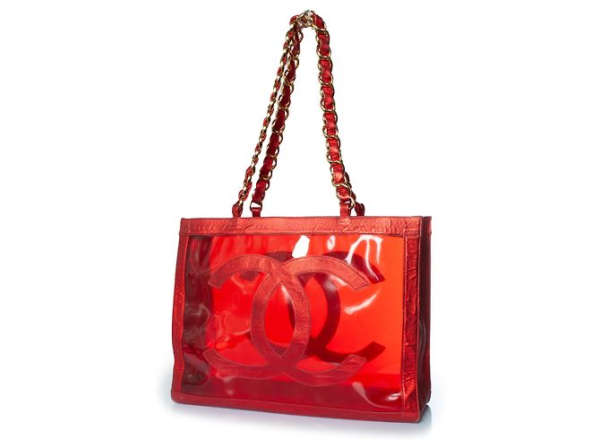 Chanel, tote barbie in plexi metallizzato con CC 1995 Rosso - vista 2