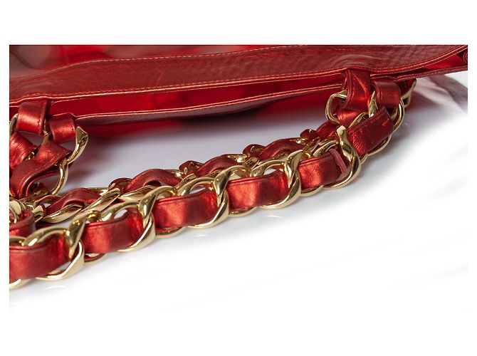 Chanel, tote barbie in plexi metallizzato con CC 1995 Rosso - vista 6