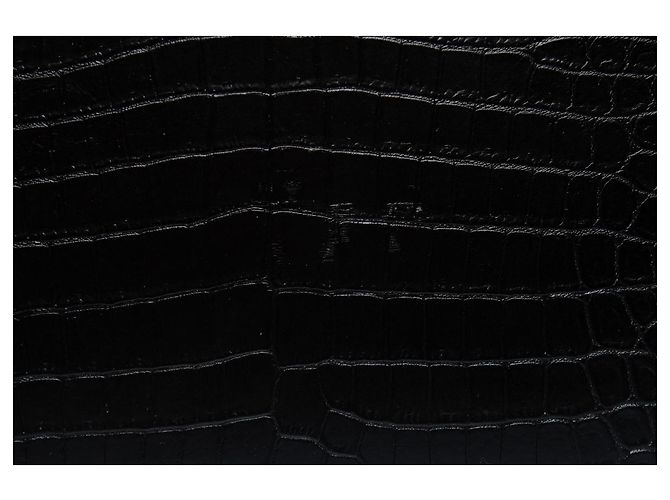 Saint Laurent, Large crocodile embossed leather box Black - view 10