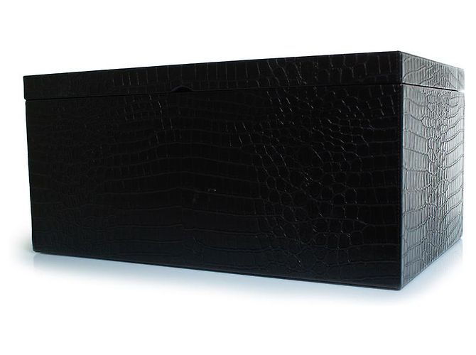 Saint Laurent, Large crocodile embossed leather box Black - view 2