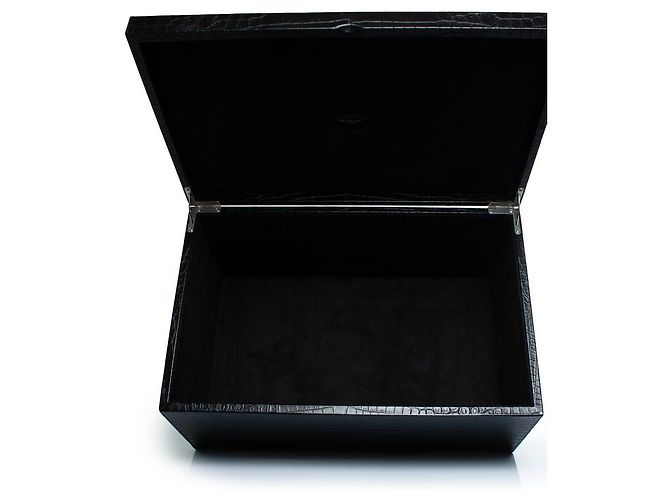 Saint Laurent, Large crocodile embossed leather box Black - view 4