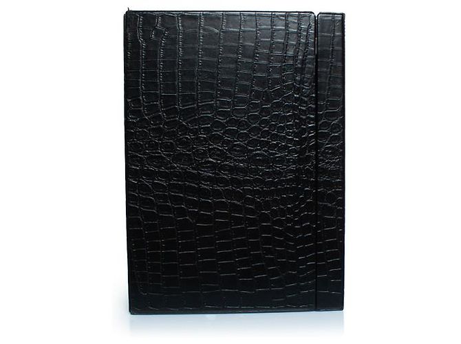 Saint Laurent, Large crocodile embossed leather box Black - view 6