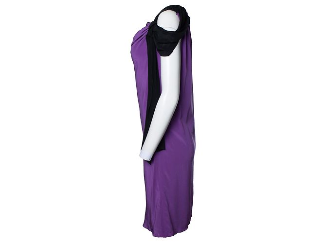 Autre Marque Vionnet Paris, lila Midikleid mit Schleife - Ansicht 4