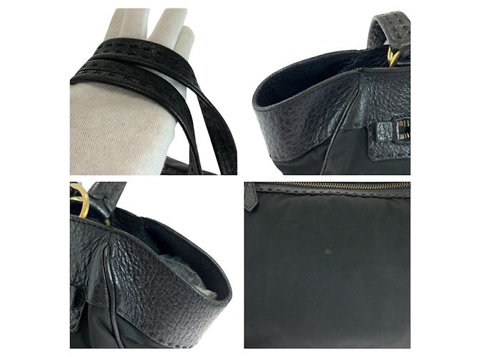 Borsa a mano Prada in pelle e nylon con logo Nero - vista 5