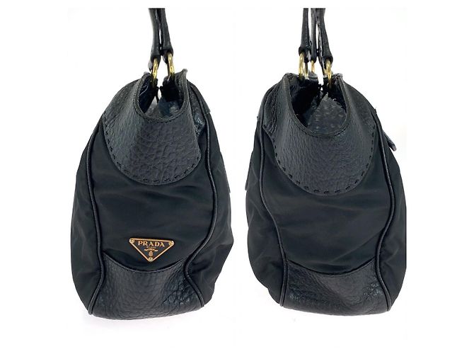 Borsa a mano Prada in pelle e nylon con logo Nero - vista 8