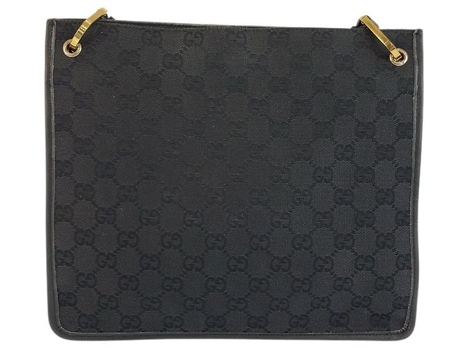 Borsa a tracolla Gucci in tela GG nera e pelle Nero - vista 2