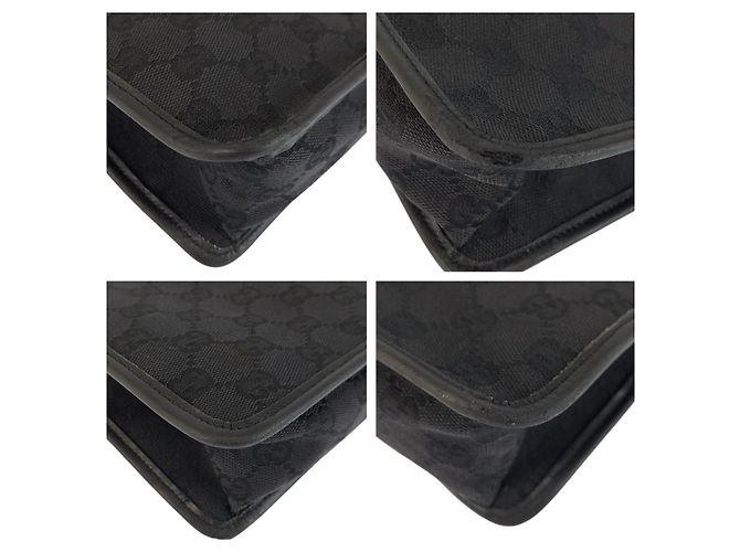 Borsa a tracolla Gucci in tela GG nera e pelle Nero - vista 3