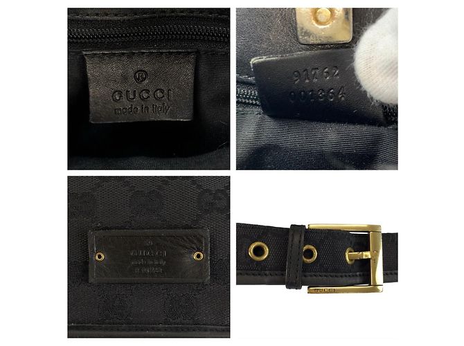 Borsa a tracolla Gucci in tela GG nera e pelle Nero - vista 4