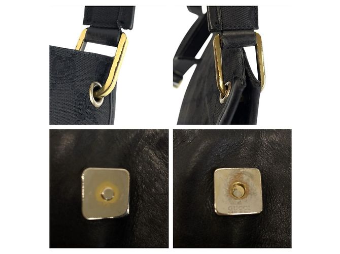 Borsa a tracolla Gucci in tela GG nera e pelle Nero - vista 5