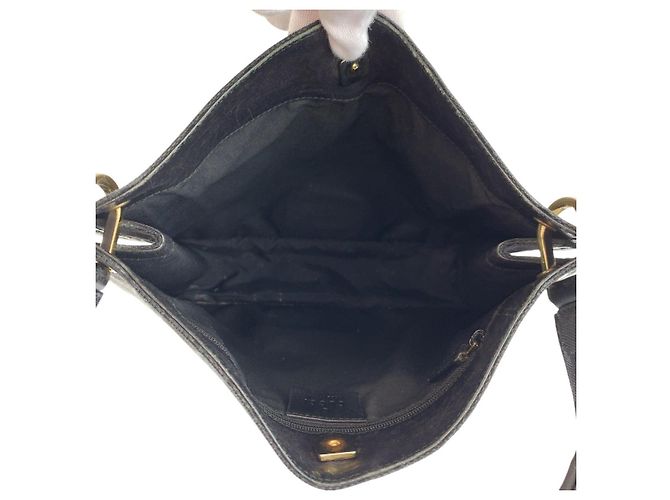 Borsa a tracolla Gucci in tela GG nera e pelle Nero - vista 9