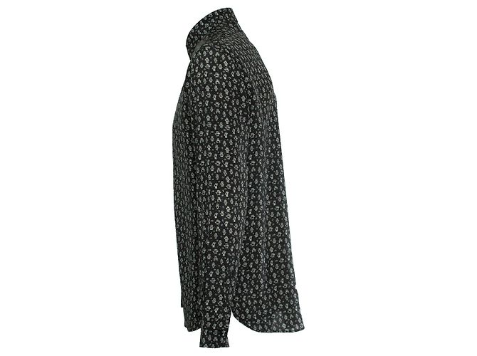 Saint Laurent, camicia in seta nera con stampa robot Nero - vista 4
