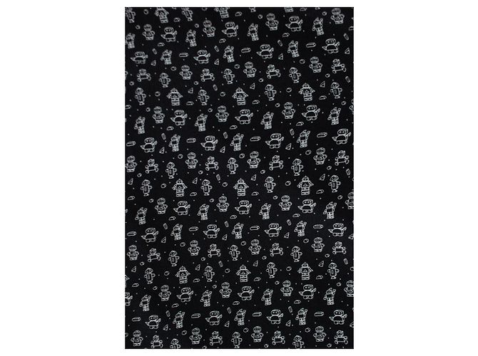 Saint Laurent, camicia in seta nera con stampa robot Nero - vista 7