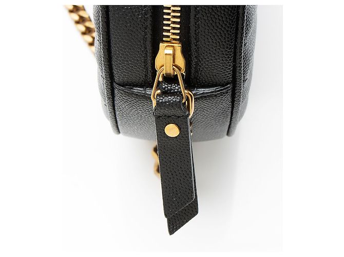 Borsa a tracolla rotonda Saint Laurent Matelasse Grain de Poudre Monogram Vinyle Nero - vista 10