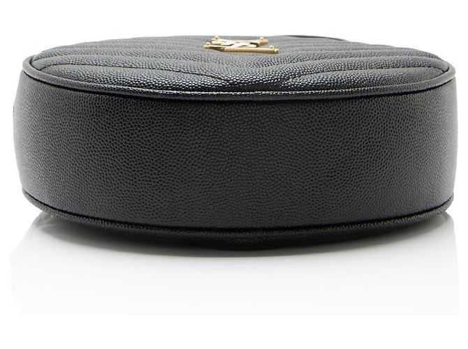 Borsa a tracolla rotonda Saint Laurent Matelasse Grain de Poudre Monogram Vinyle Nero - vista 4