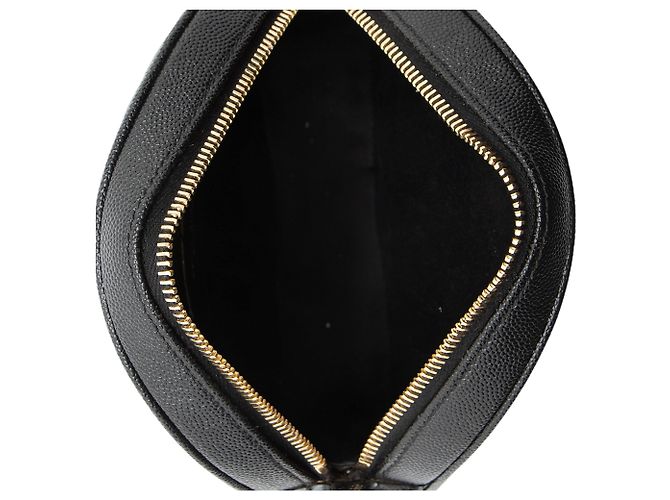 Borsa a tracolla rotonda Saint Laurent Matelasse Grain de Poudre Monogram Vinyle Nero - vista 7
