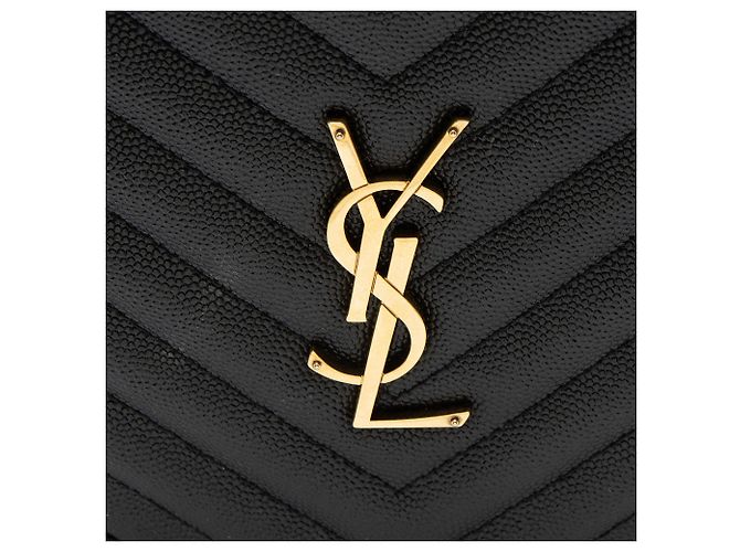 Borsa a tracolla rotonda Saint Laurent Matelasse Grain de Poudre Monogram Vinyle Nero - vista 9