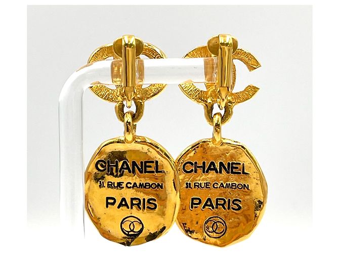 Chanel Coco Mark Cambon Plate Ohrringe Golden Metallisch - Ansicht 2
