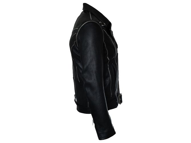 Saint Laurent, giacca in pelle con multi cerniera 2015 Nero - vista 4