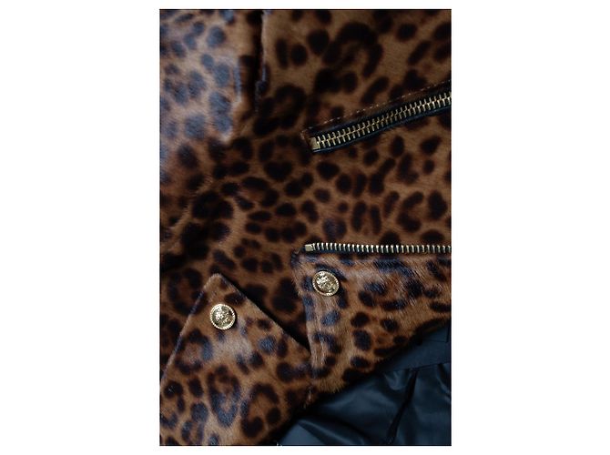 Versace, Ponyskin Leopard Biker-Jacke FW24 Braun - Ansicht 10