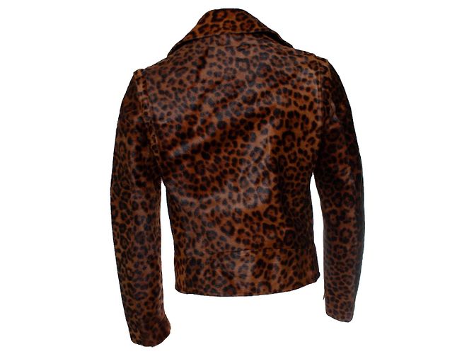 Versace, Ponyskin Leopard Biker-Jacke FW24 Braun - Ansicht 3