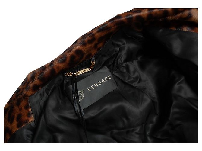 Versace, Ponyskin Leopard Biker-Jacke FW24 Braun - Ansicht 8