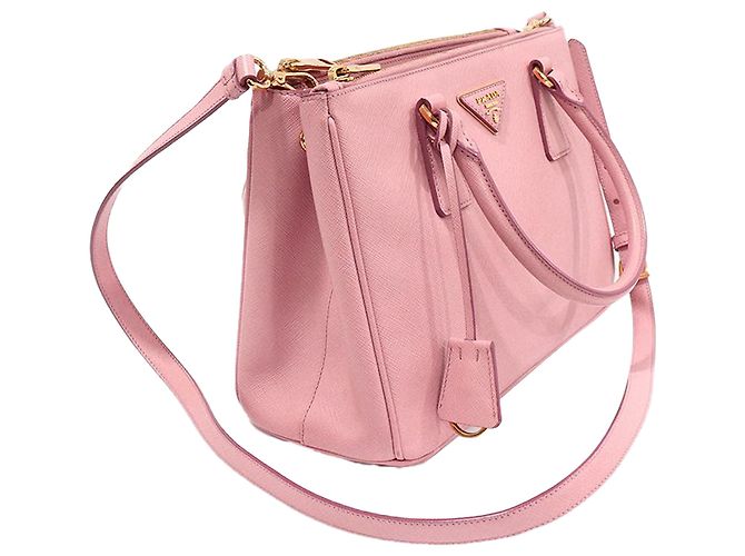 Prada Galleria Medium em Saffiano Lux Rosa com Triângulo e Duplo Zíper Dourado - vista 3