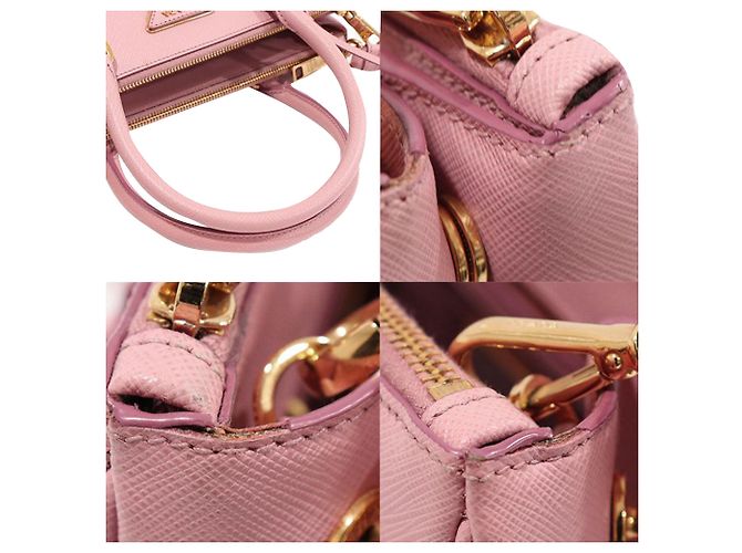 Prada Galleria Medium em Saffiano Lux Rosa com Triângulo e Duplo Zíper Dourado - vista 6