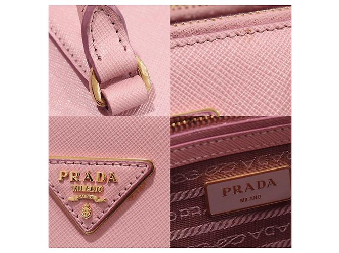 Prada Galleria Medium em Saffiano Lux Rosa com Triângulo e Duplo Zíper Dourado - vista 7
