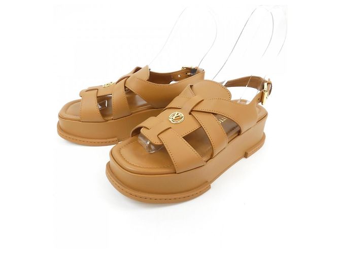 Sandali Maya Line in pelle di vitello Louis Vuitton Marrone - vista 3